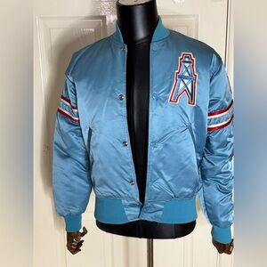 Houston Oilers Vintage 80s Starter Satin Bomber Jacket  NFL - Sky Blue Small​